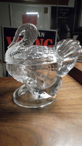 Vintage L.  E.  Smith Glass Turkey Covered Candy Dish,  Gravy,  Nuts 3