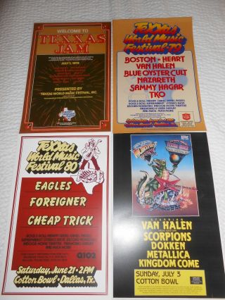 4 Different Texxas World Music Festival Texas Jam Posters 1978 - 81 Boston Heart