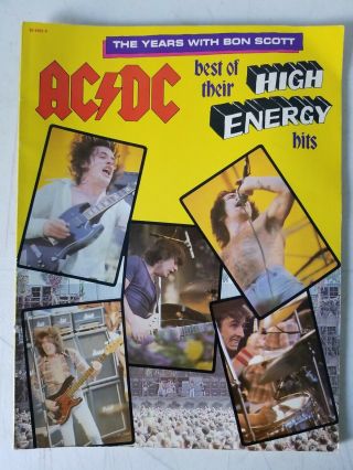 Vintage 1980 Ac/dc Best Of Their High Energy Hits Guitar Tab Sheet Music Book