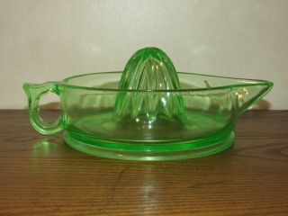 Vintage Green Vaseline/uranium/depression Glass Large Juicer Circa.  1930 