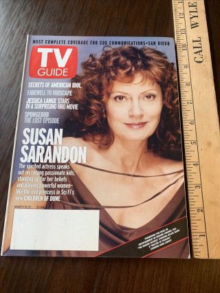 Rare Large Cable Edition Tv Guide March 15 - 21 2003 Susan Sarandon Cover