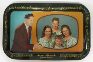 Vintage 1957 Lawrence Welk And The Lennon Sisters Tin Metal Tray 14 " X 9 " 1