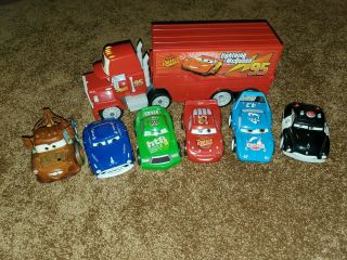 Very Rare Lightning Mcqueen And 16” Mack Truck Shake N Go Disney Pixar Cars