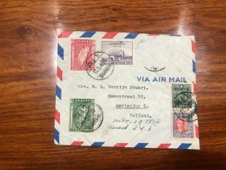 1948 China Roc Shanghai To Holland Airmail Cover With 13 Stamps