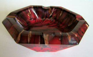 Vintage End Of Day Slag Glass Ashtray Red,  Black Copper " X 3.  5 " X 1.  5 "