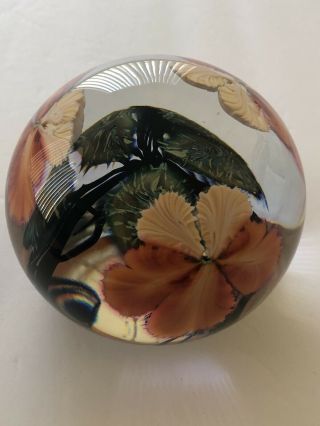 Vintage Studio Art Glass Paperweight Artist Signed Dated 1998 W Partial Label