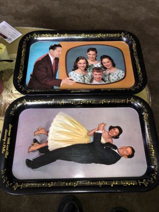 Lawrence Welk Dancing With Alice And Lennon Sisters Trays