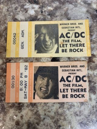 Warner Bros Sebastian Intl.  Ac/dc The Film Let There Be Rock Ticket Stubs 1982