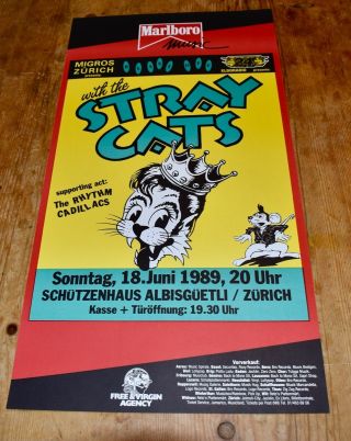 Stray Cats Rhythm Cadillacs Swiss Concert Poster 1989 Zurich