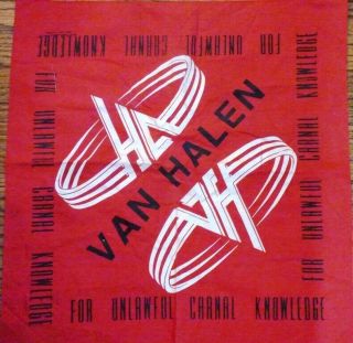 Vtg 1991 Van Halen For Unlawful Carnal Knowledge Bandana Bandanna 1568