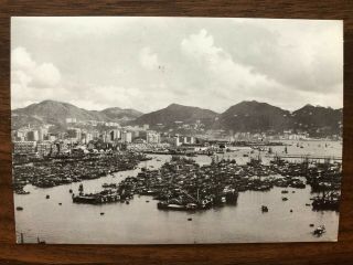 China Hongkong Old Postcard View Of The Bay Hong Kong To Italy 1984