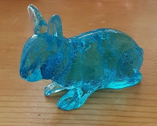 Vintage Mosser Blue Glass Bunny Rabbit Figurine 3.  3”long No Damages Delightful