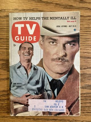 Philadelphia July 25,  1959 Tv Guide Lawman John Russell Wanted Dead Or Alive