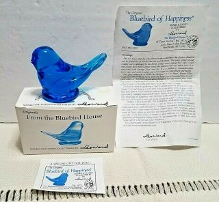 Leo Ward Signed Bluebird Of Happiness Glass Bird Figurine 2001