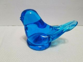 LEO WARD Signed Bluebird of Happiness Glass Bird Figurine 2001 2