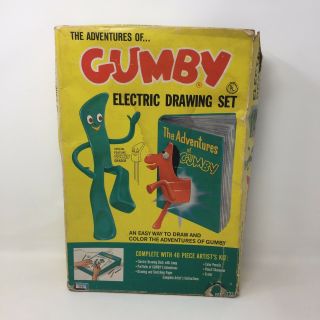 Vintage Adventures Of Gumby Electric Drawing Set 1966 Lakeside Toys 8273 U5a