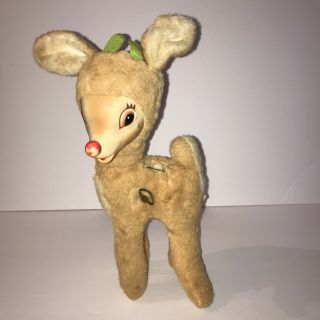 Vtg Christmas Rudolph The Red - Nosed Reindeer Gund Musical Plush 60s