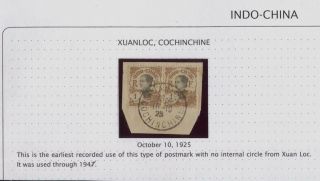 Indo China Unreported Early Use Of Xuanloc Postmark & 1933 Regd Cover To France