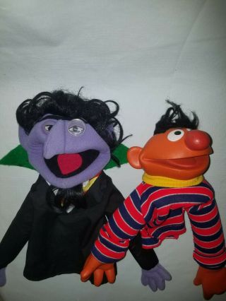 Vintage 1976 The Count And Ernie Sesame Street Muppet Hand Puppets Ctw Rare