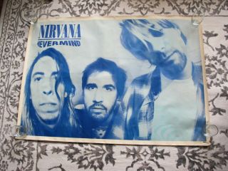 Massive Vtg Nirvana Nevermind Subway Promo Poster England 38x54” Cobain