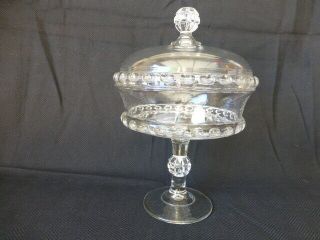 Antique Early American Pattern Glass Dakota Covered Compote