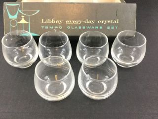 Vintage Libbey Cocktail Crystal Glasses Set Of 6 Tempo Glassware 4.  5 Oz Clear