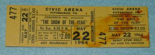 Vintage 1964 Ticket Live Preformance The Bevery Hillbillies,  Homer & Jethro,  Pit