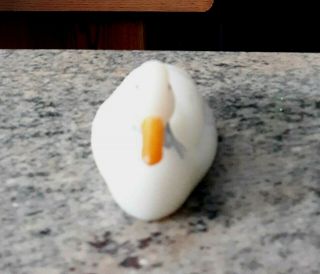 Vintage Fenton White Satin Glass Hand Painted Duck Figurine - Signed 3