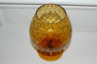 Empoli Style Mid Century Optic Amber Glass Glass Brandy Snifter Vase 2