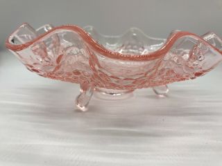 Vintage,  Pink Depression Etched Glass 3 Footed Bowl/candy Dish