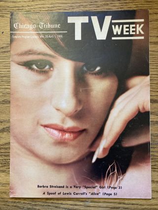 Chicago Tribune Tv Week Television Guide 1966 Barbara Streisand Cover