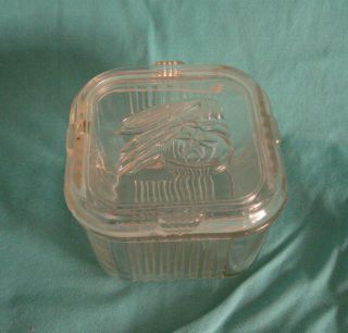 Vintage Anchor Hocking Small Ribbed Refrigerator Dish With Vegetable Lid