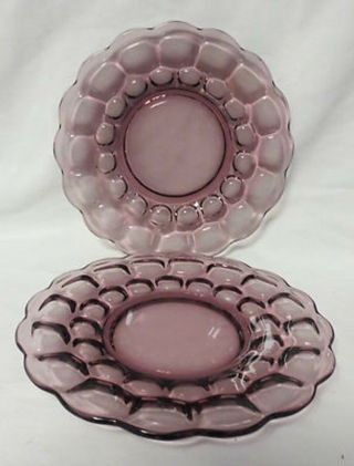 2 Imperial Glass Amethyst Purple Provincial Luncheon Plates (loc - 25)