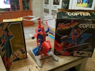 Vintage Remco The Energized Spider - Man Copter & Spider - Man Web Climber