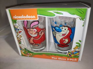 Nickelodeon Ren And Stimpy Pint Glasses Set Of Two
