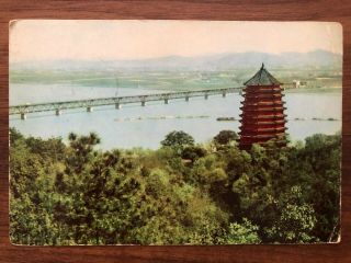 China Old Postcard Pagoda Of Six Harmonies West Lake Hang Chow To Italy 1978