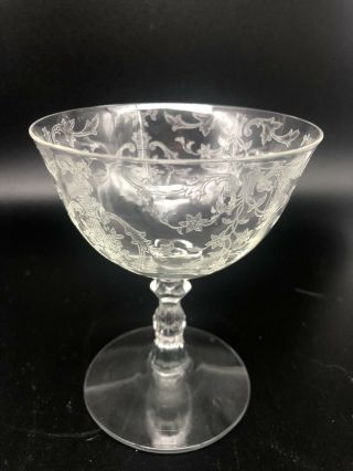 Fostoria Navarre Clear Etched Crystal Set Of 4 Low Sherbet Glasses
