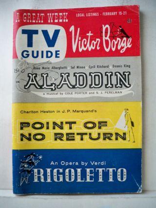 Aladdin Tv Guide Cole Porter / Sal Mineo / Anna Maria Alberghetti 1958