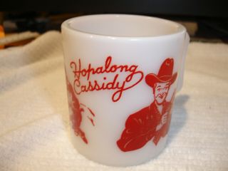 Vintage Hopalong Cassidy Mug Red Print White Milk Mug