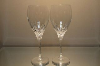 Two (2) Mikasa Crystal Capella Water Goblets Clear W Cut 8 1/2 " Signed Base