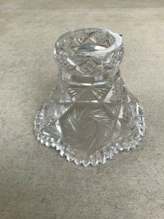 Antique Vintage American Brilliant Cut Glass Punch Bowl Base