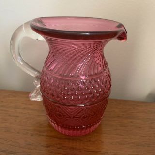 Vintage Fenton Art Glass Small Pitcher Creamer Cranberry Milk Pour 4 "