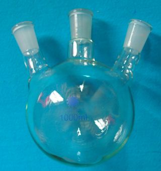 1000ml,  3 - Neck,  24/40,  Round Bottom Glass Flask,  Three Necks,  Lab Boiling Vessel