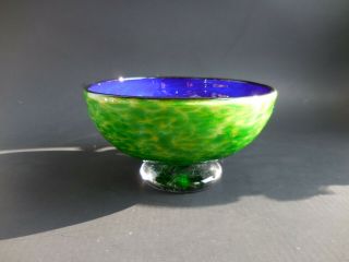 Blue Modern Art Glass Bowl By Dave Smith Blowing Sands Glass Studio Seattle 7/04