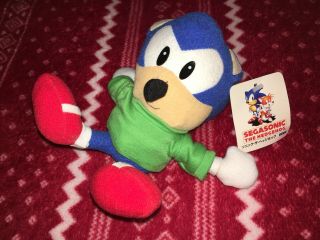 Official Segasonic 7” Sweater Sonic Plush Toy Doll Japan Ufo 1994 Sega Tagged