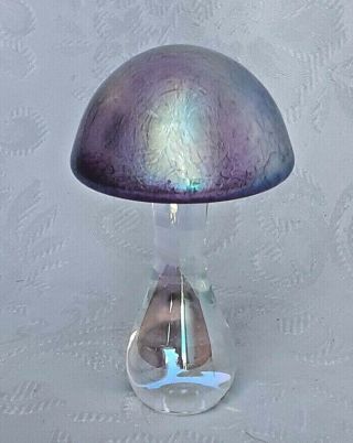 Heron Glass Amethyst Mushroom 9cm Tall With Gift Box - Hand Crafted In Uk
