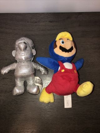 Rare Nintendo Silver Mario And Penguin Mario Plush Toy Dolls Official Set Of 2