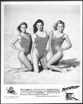 Baywatch Pamela Anderson 1992 Promo Photo Nicole Eggert Swimsuit