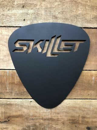 Skillet Themed Guitar Pick Metal Wall Sign For Studio Or Music Room