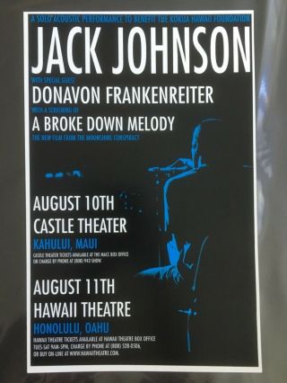 Jack Johnson W/special Guest Hawaii Concert Poster